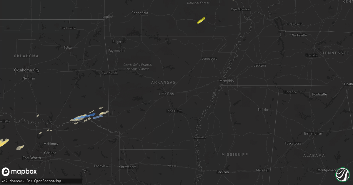 Hail map in Arkansas on April 24, 2022