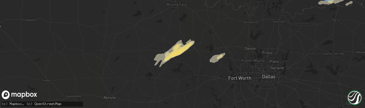 Hail map in Bryson, TX on April 24, 2022