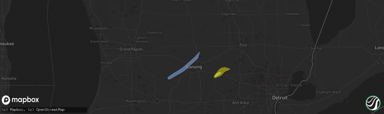 Hail map in Dewitt, MI on April 24, 2022