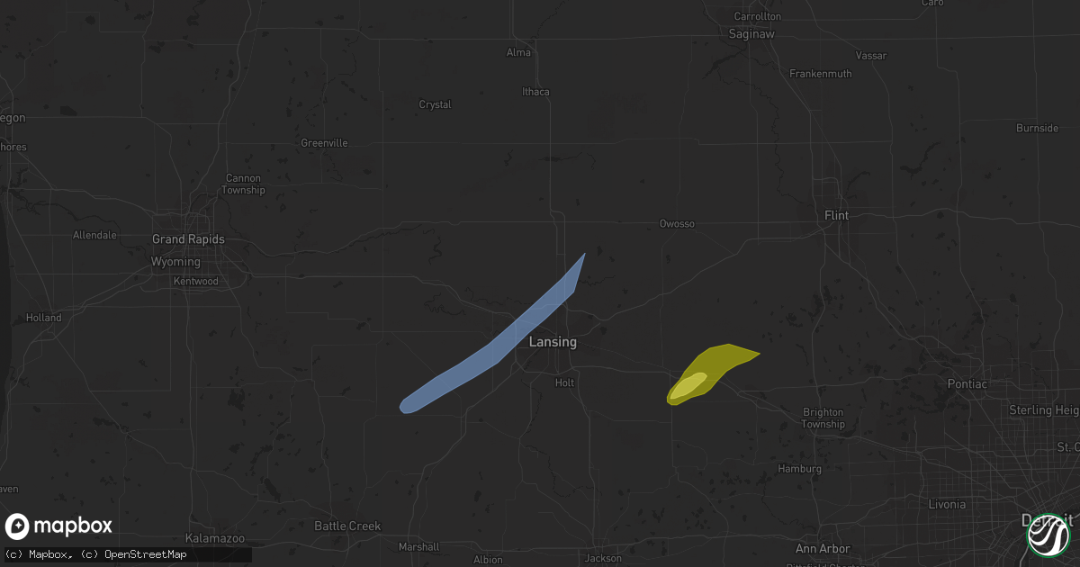 Hail map in Dewitt, MI on April 24, 2022