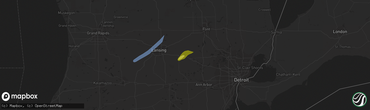 Hail map in Fowlerville, MI on April 24, 2022