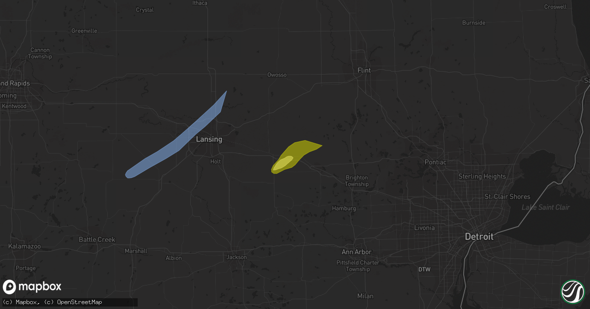 Hail map in Fowlerville, MI on April 24, 2022