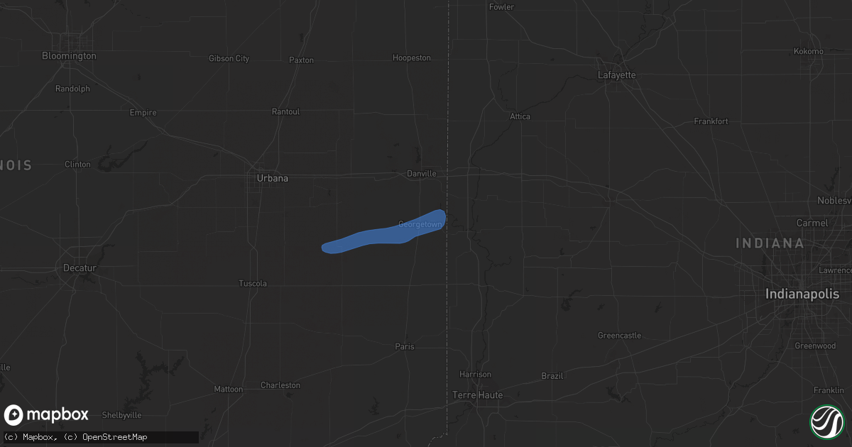 Hail map in Georgetown, IL on April 24, 2022