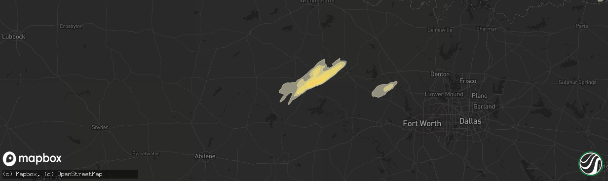 Hail map in Graham, TX on April 24, 2022