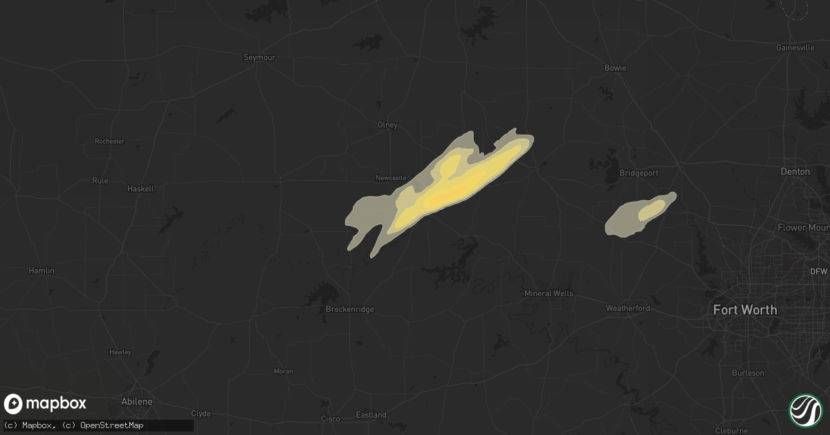 Hail map in Graham, TX on April 24, 2022
