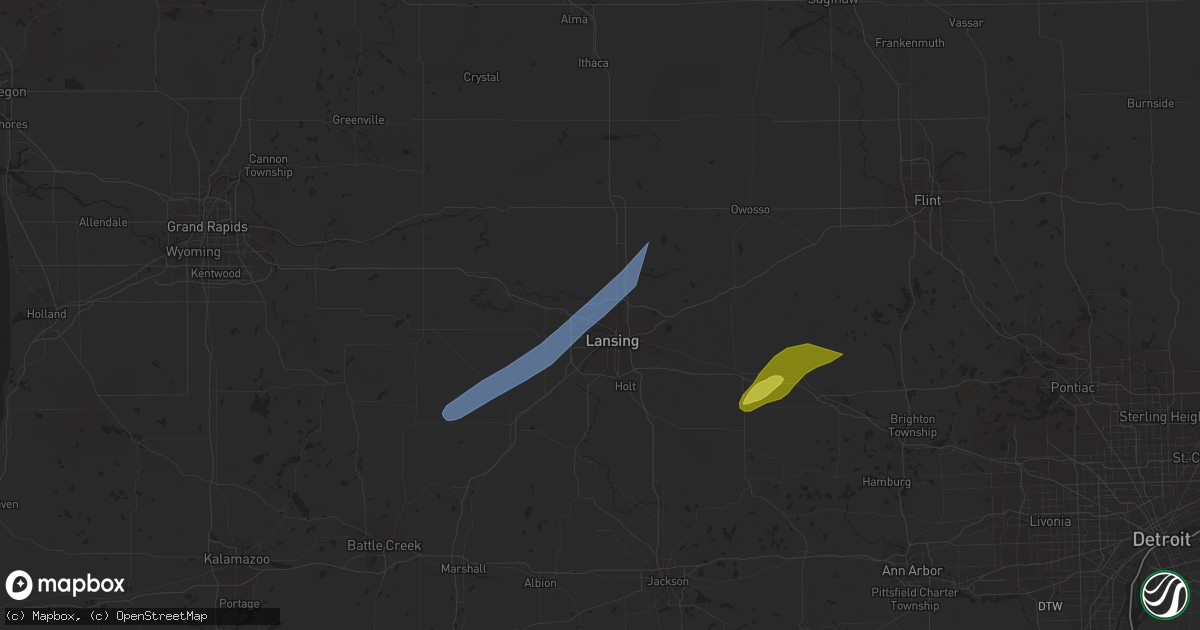 Hail map in Lansing, MI on April 24, 2022