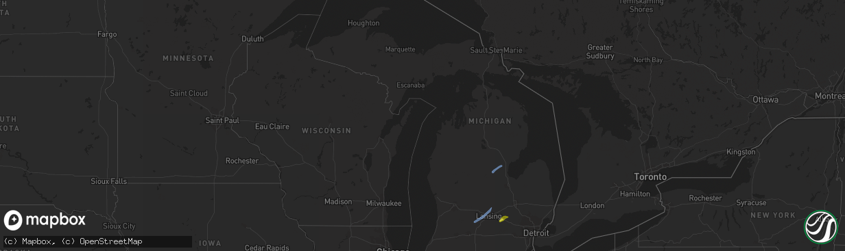 Hail map in Michigan on April 24, 2022