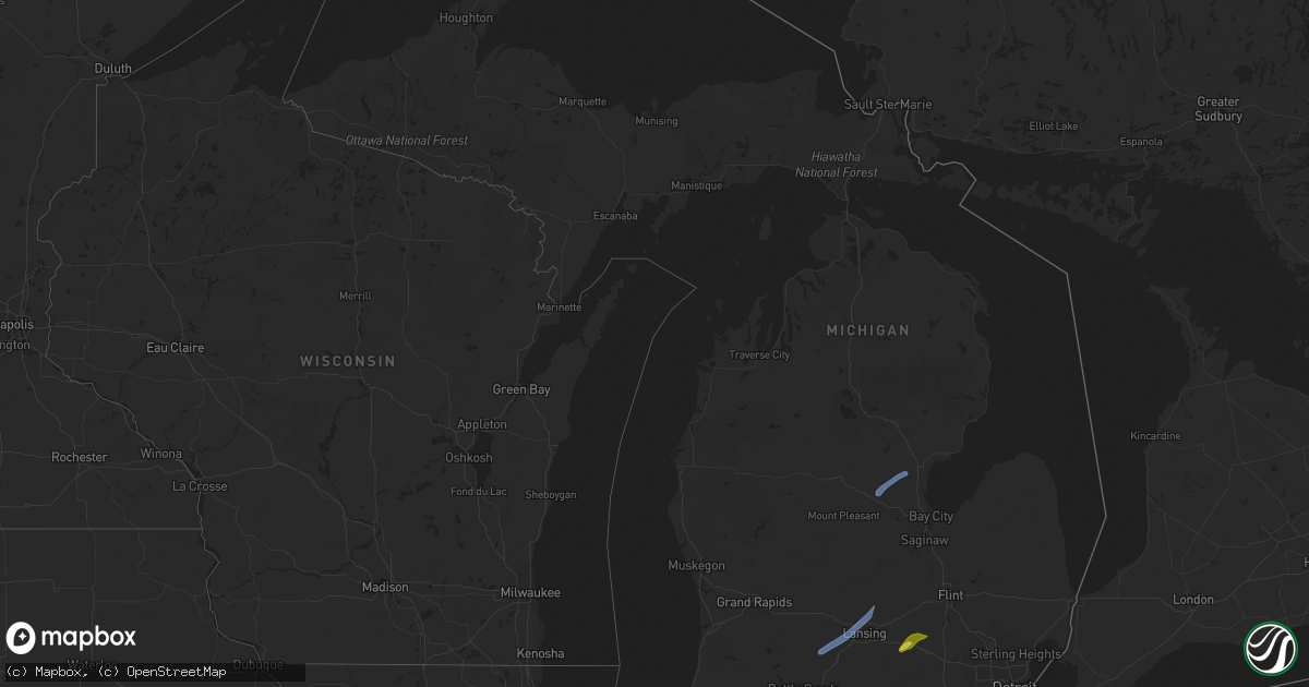 Hail map in Michigan on April 24, 2022