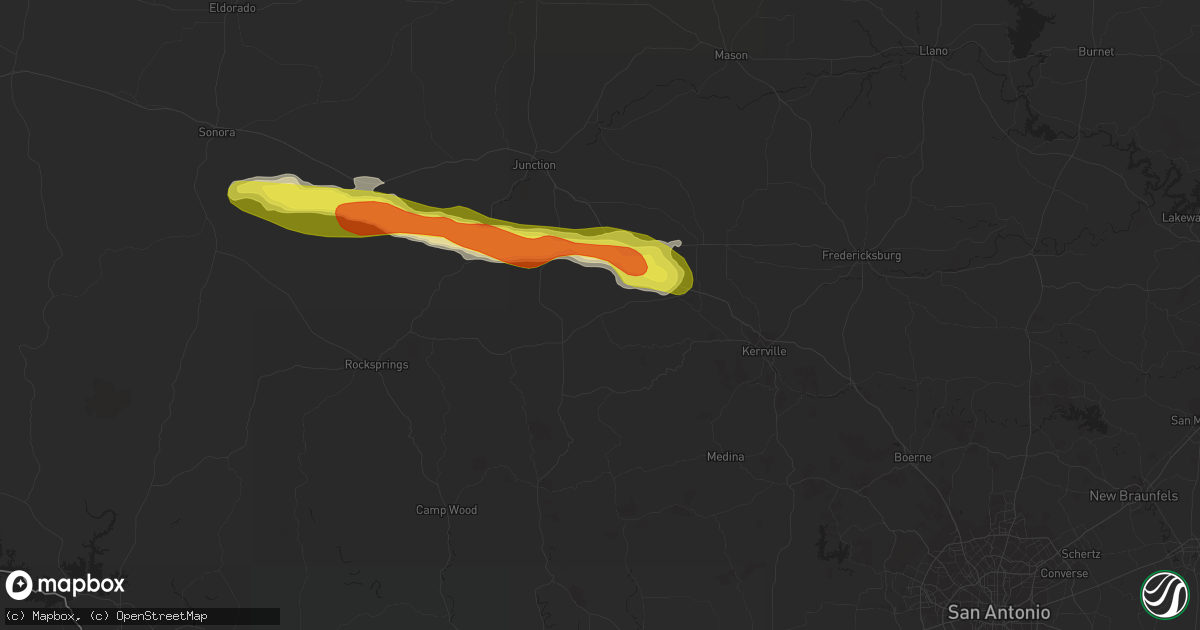 Hail map in Mountain Home, TX on April 24, 2022