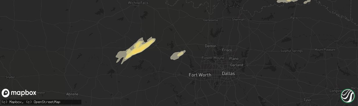 Hail map in Paradise, TX on April 24, 2022