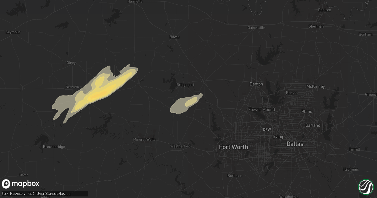 Hail map in Paradise, TX on April 24, 2022
