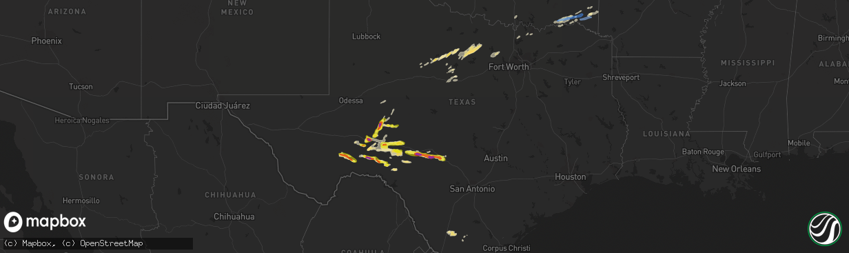 Hail map in Texas on April 24, 2022