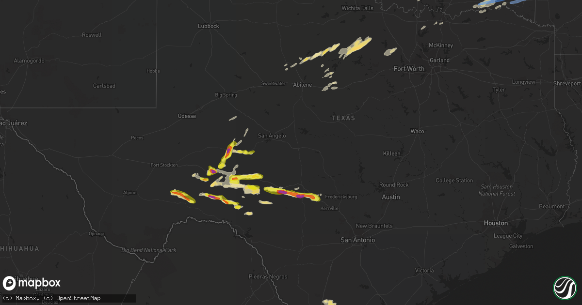Hail map in Texas on April 24, 2022