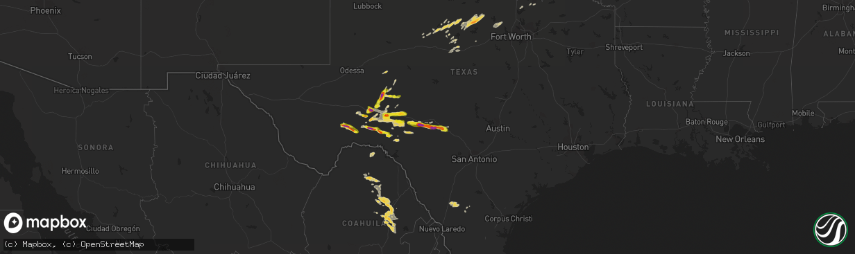 Hail map on April 24, 2022