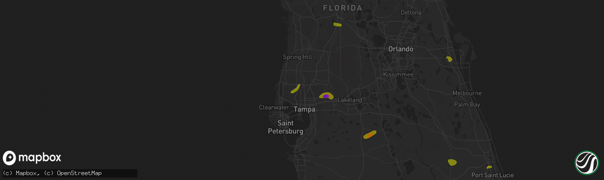 Hail map in Lutz, FL on April 24, 2023