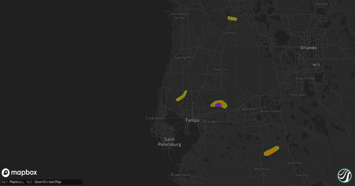 Hail map in Odessa, FL on April 24, 2023
