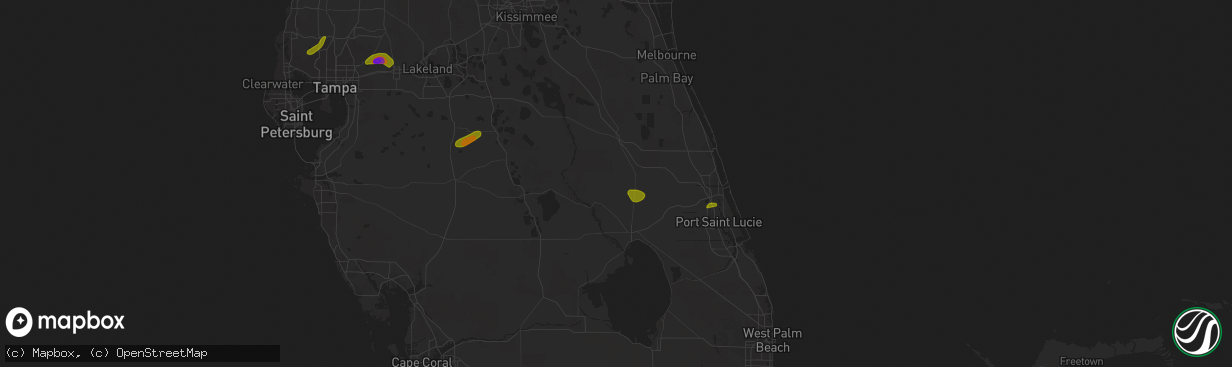 Hail map in Okeechobee, FL on April 24, 2023