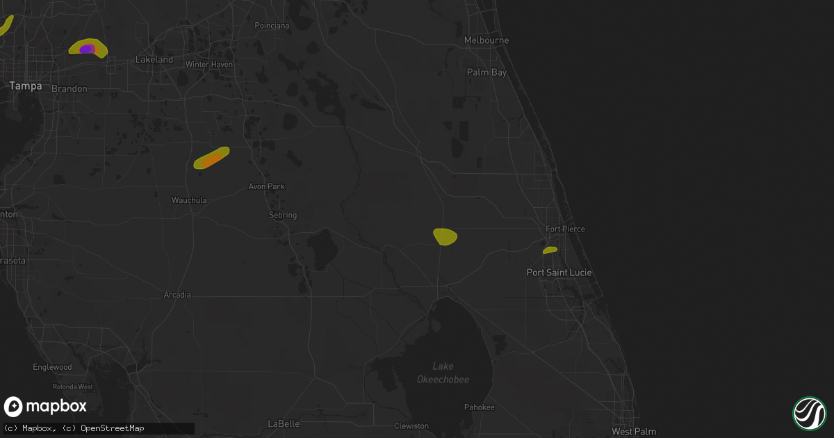 Hail map in Okeechobee, FL on April 24, 2023