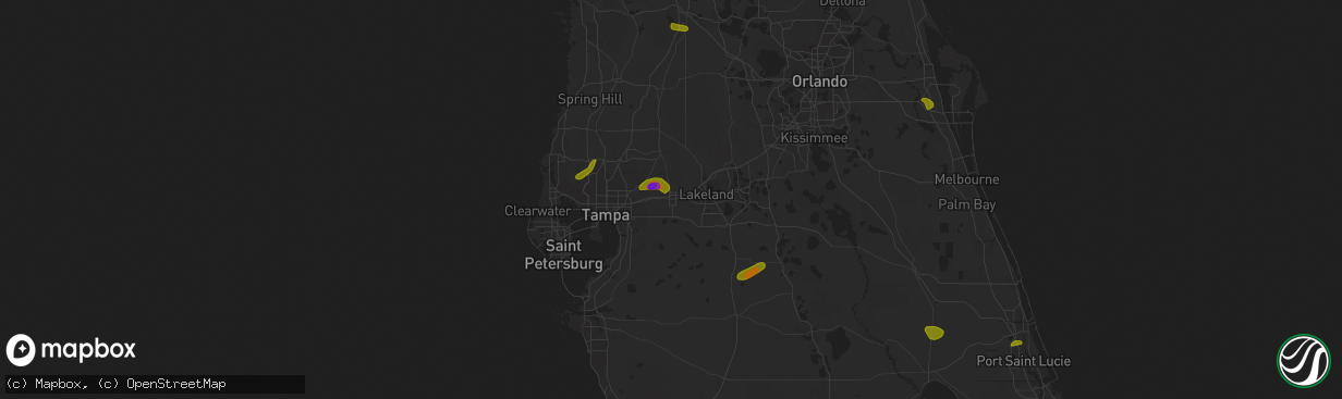Hail map in Plant City, FL on April 24, 2023