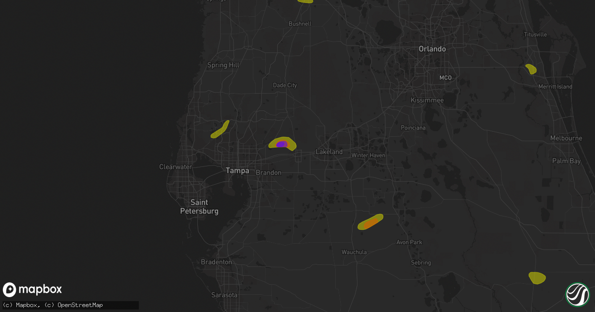 Hail map in Plant City, FL on April 24, 2023