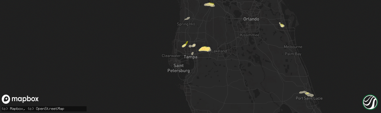 Hail map in Tampa, FL on April 24, 2023