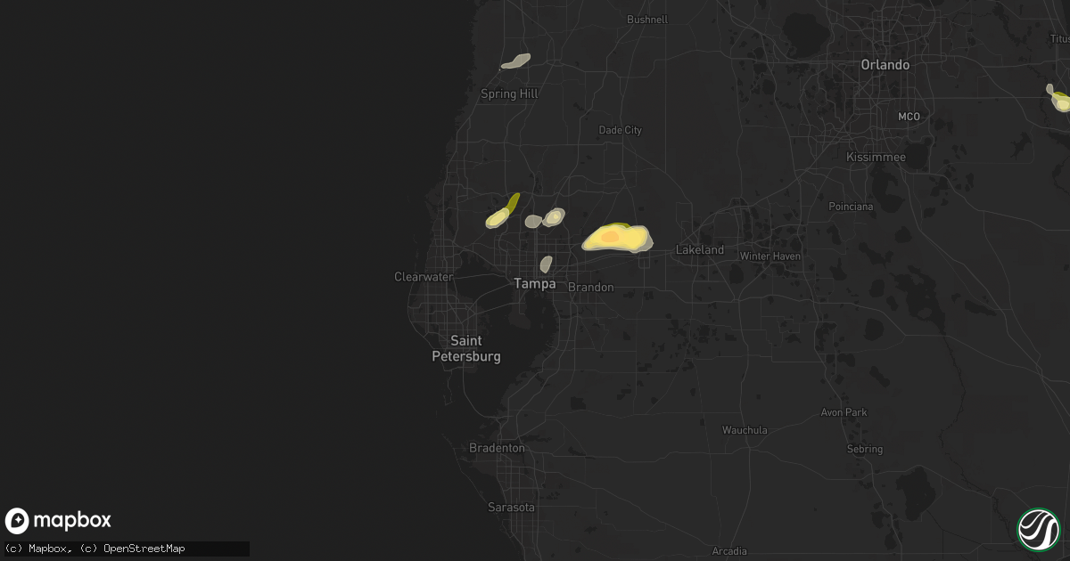 Hail map in Tampa, FL on April 24, 2023