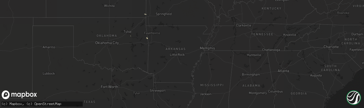 Hail map in Arkansas on April 24, 2024