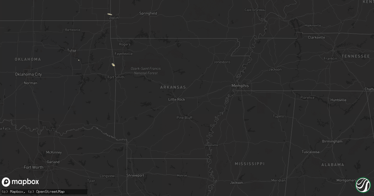 Hail map in Arkansas on April 24, 2024