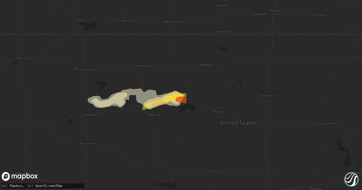 Hail map in Cawker City, KS on April 24, 2024