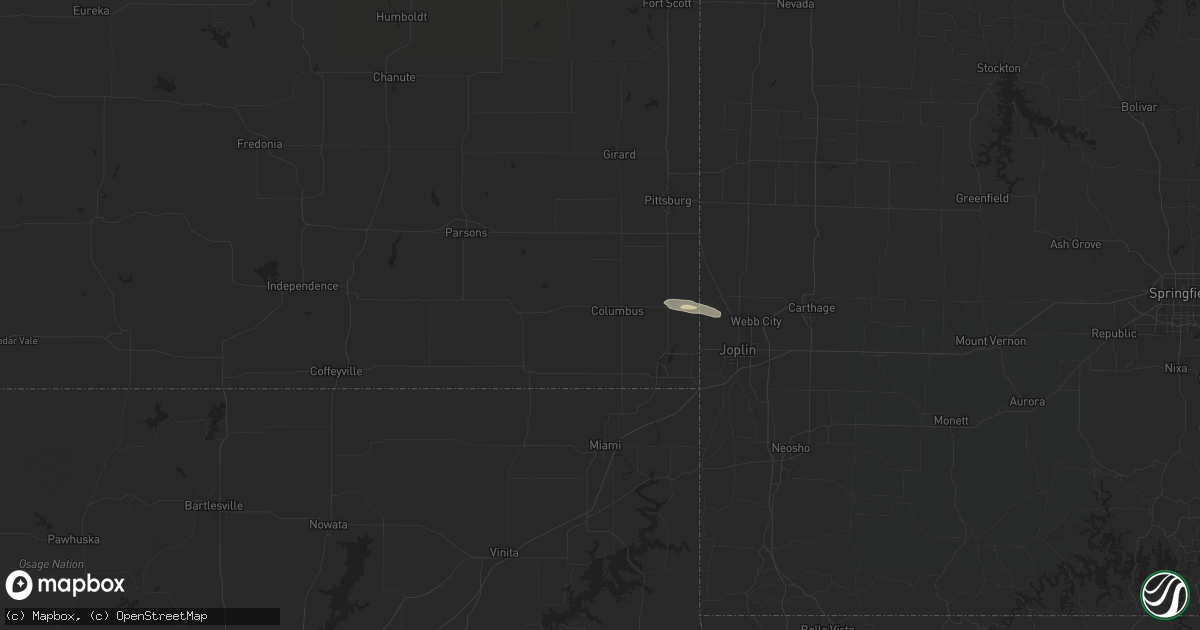 Hail map in Columbus, KS on April 24, 2024