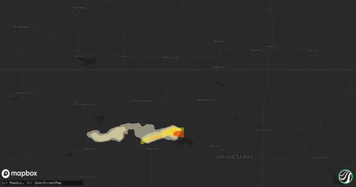 Hail map in Esbon, KS on April 24, 2024
