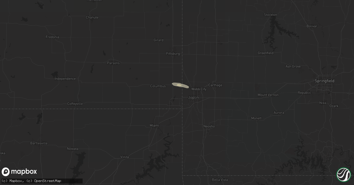 Hail map in Galena, KS on April 24, 2024