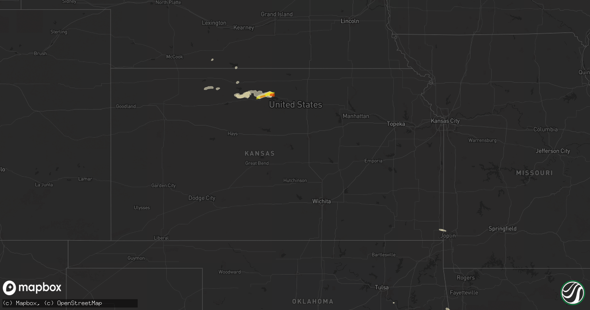 Hail map in Kansas on April 24, 2024