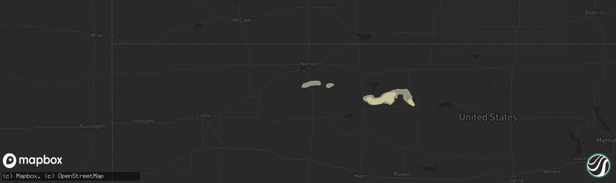 Hail map in Lenora, KS on April 24, 2024