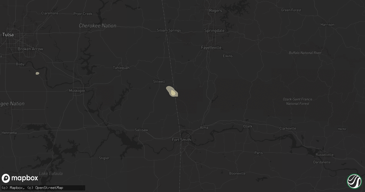 Hail map in Natural Dam, AR on April 24, 2024
