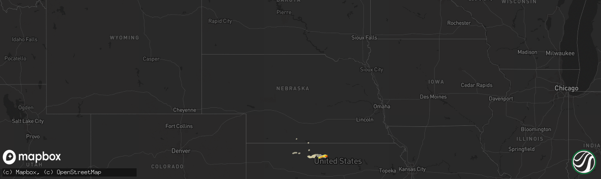 Hail map in Nebraska on April 24, 2024
