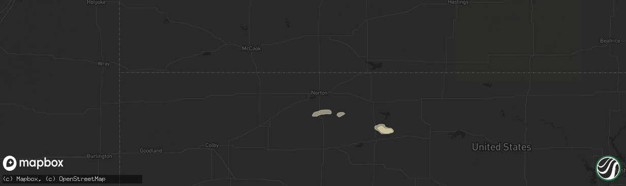 Hail map in Norton, KS on April 24, 2024