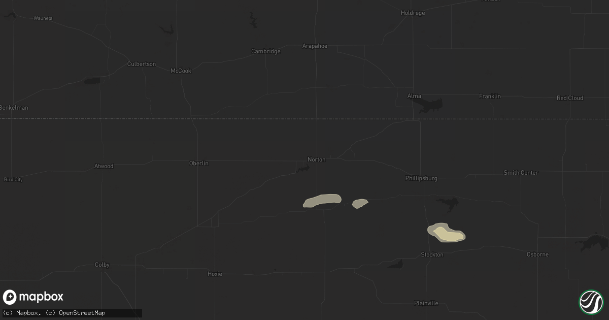 Hail map in Norton, KS on April 24, 2024