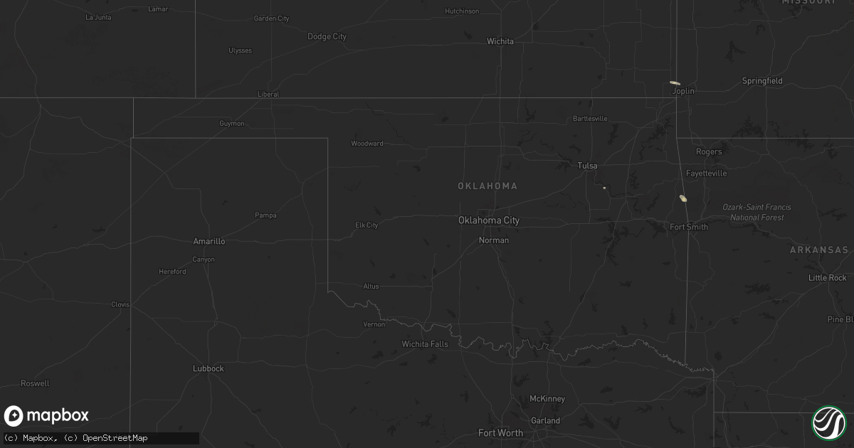 Hail map in Oklahoma on April 24, 2024