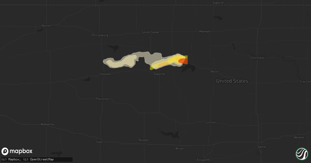 Hail map in Osborne, KS on April 24, 2024