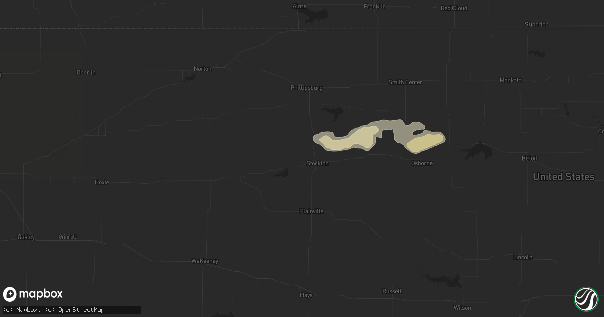 Hail map in Stockton, KS on April 24, 2024
