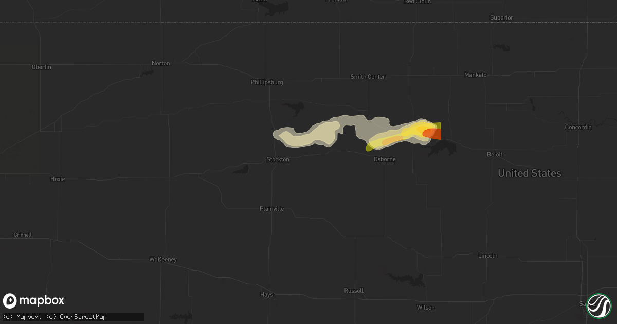 Hail map in Woodston, KS on April 24, 2024