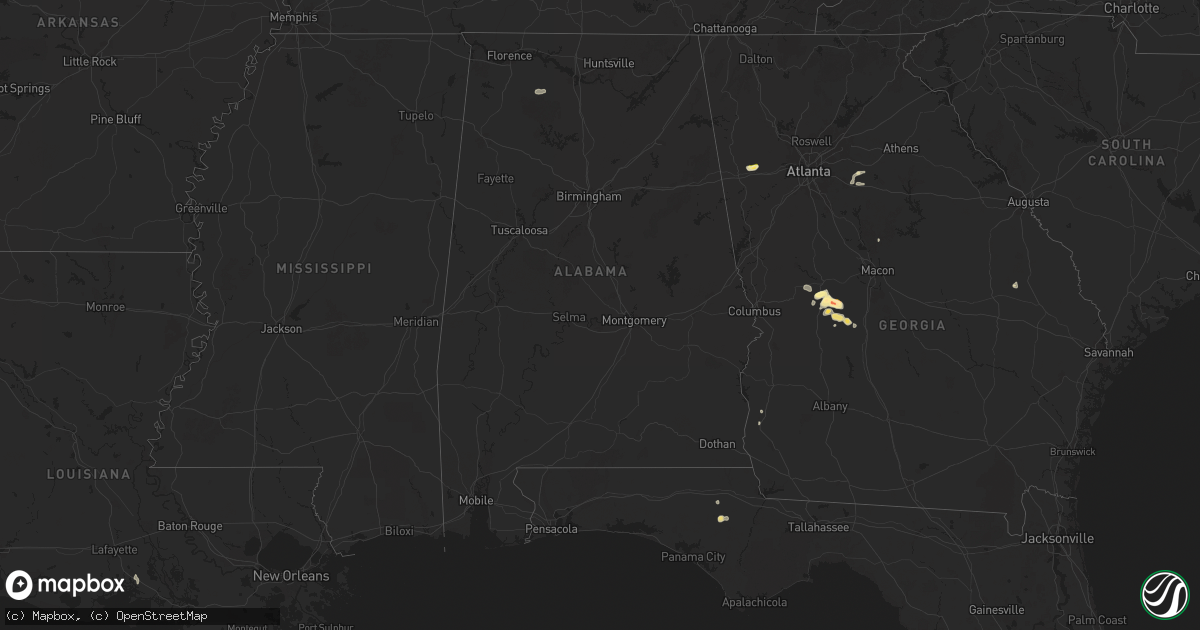 Hail map in Alabama on April 24, 2025