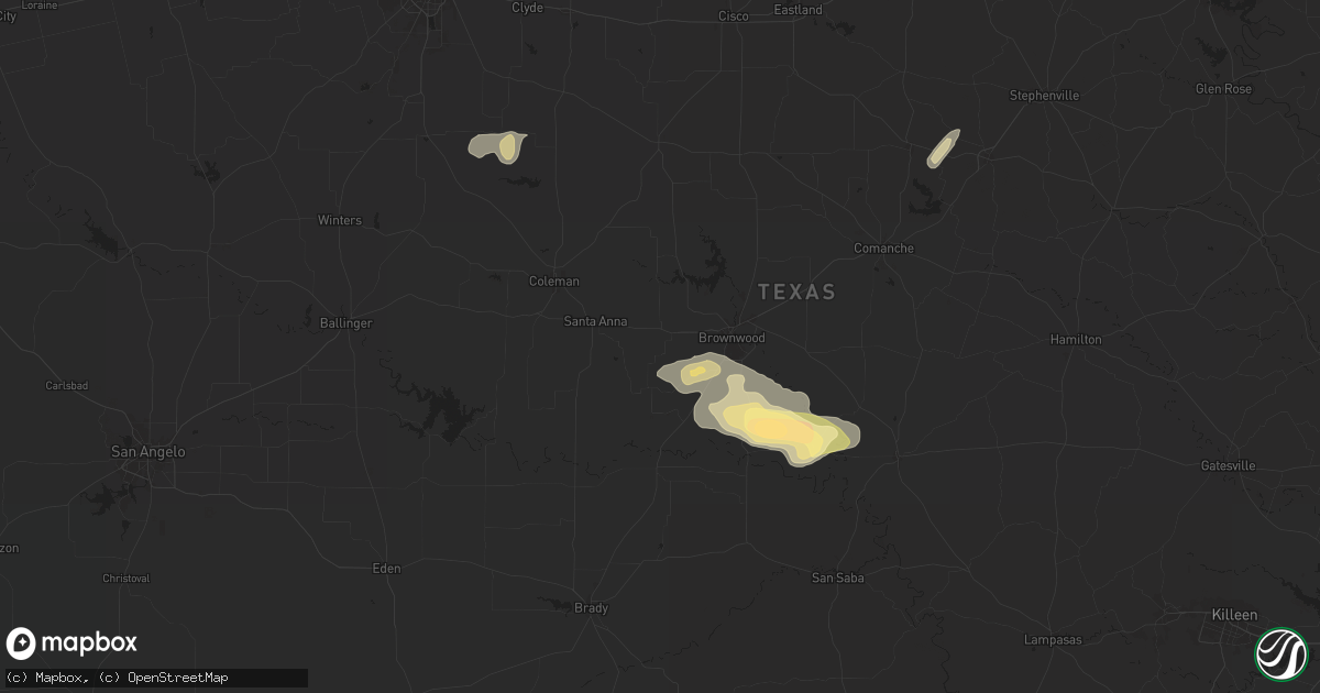 Hail map in Bangs, TX on April 24, 2025