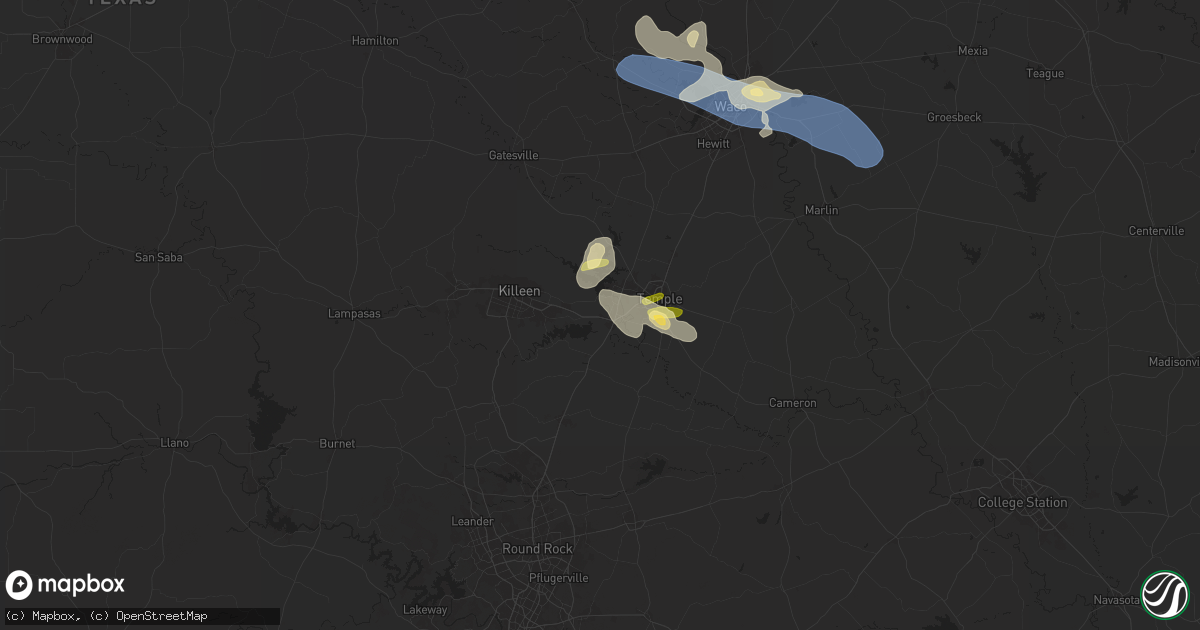 Hail map in Belton, TX on April 24, 2025