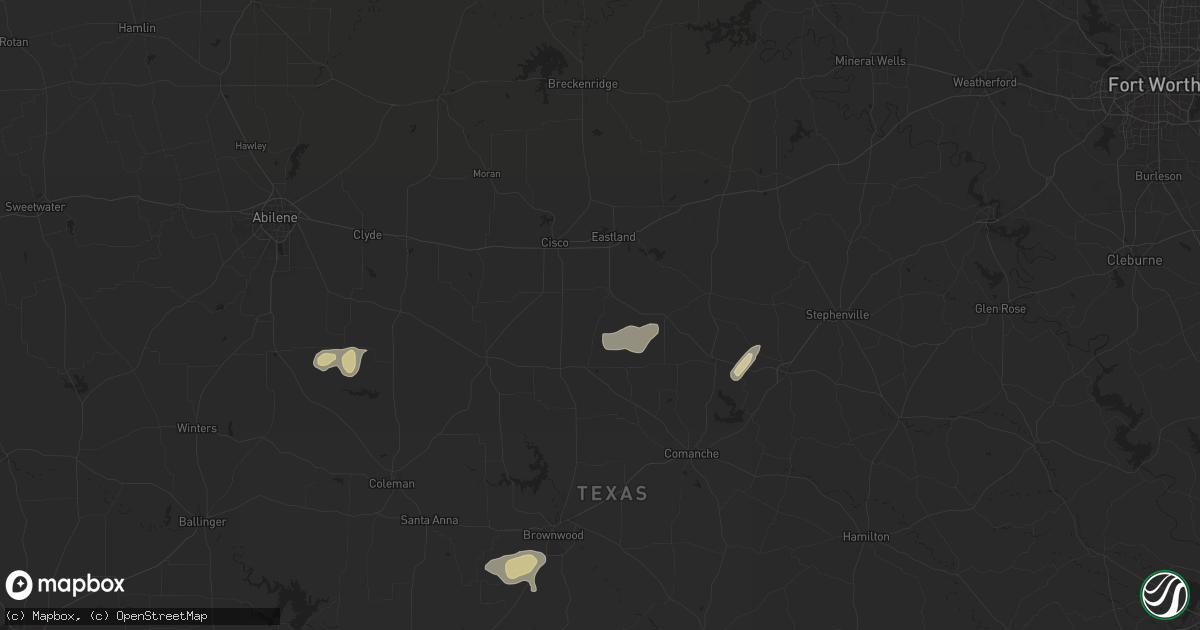 Hail map in Carbon, TX on April 24, 2025