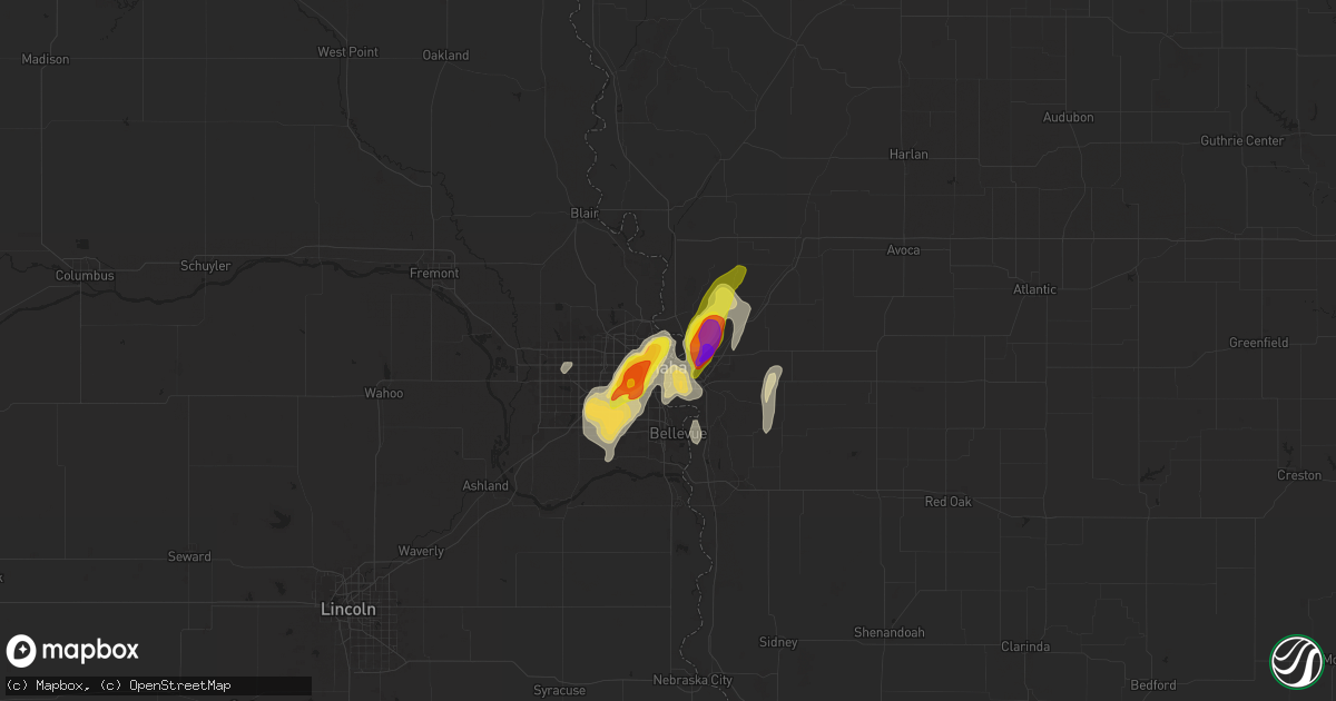 Hail map in Carter Lake, IA on April 24, 2025