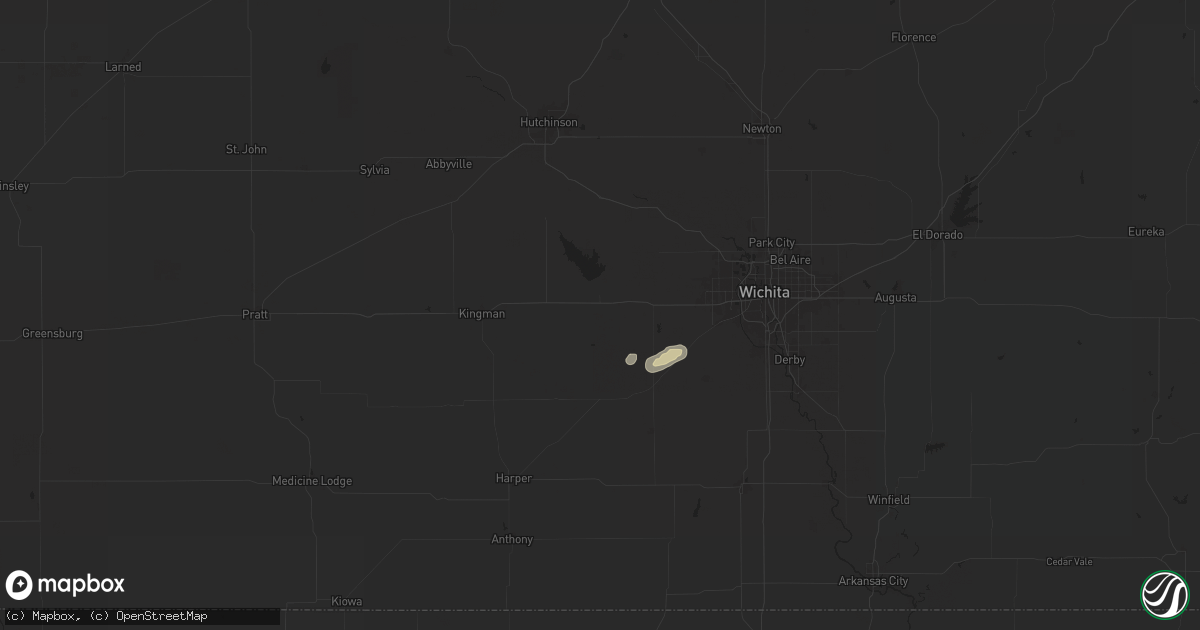 Hail map in Cheney, KS on April 24, 2025