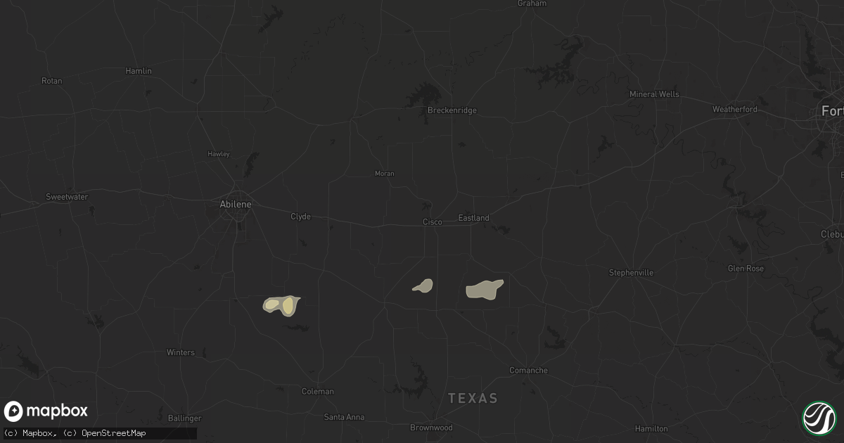 Hail map in Cisco, TX on April 24, 2025