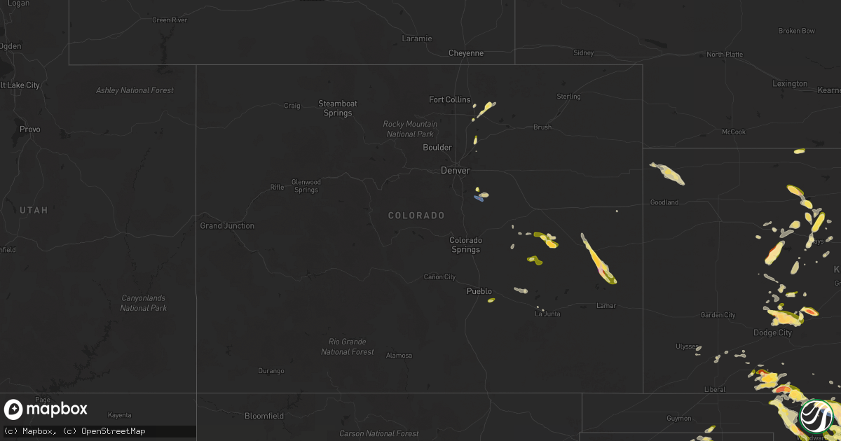 Hail map in Colorado on April 24, 2025
